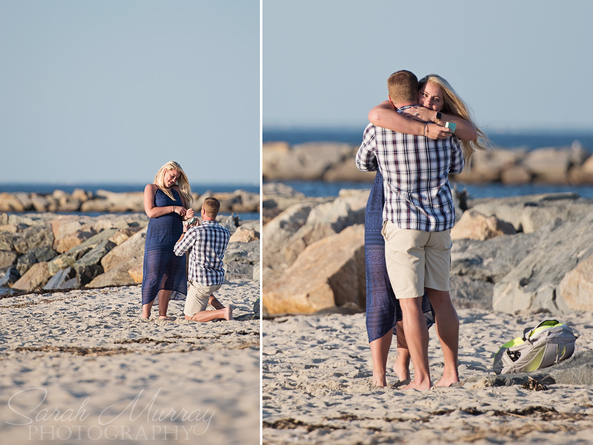 Cape Cod Surprise Engagement Session on Sesuit Harbor Beach in West Dennis, Massachusetts - Sarah Murray Photography