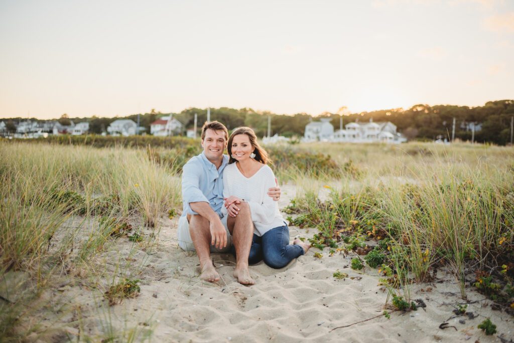Loving couple during their engagement photo session on Martha's Vineyard, Cape Cod, Massachusetts, captured by Sarah Murray Photography